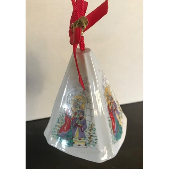 Jasco Caroler's At Church Christmas Bell Ornament With Red Ribbon - Picture 3 of 6